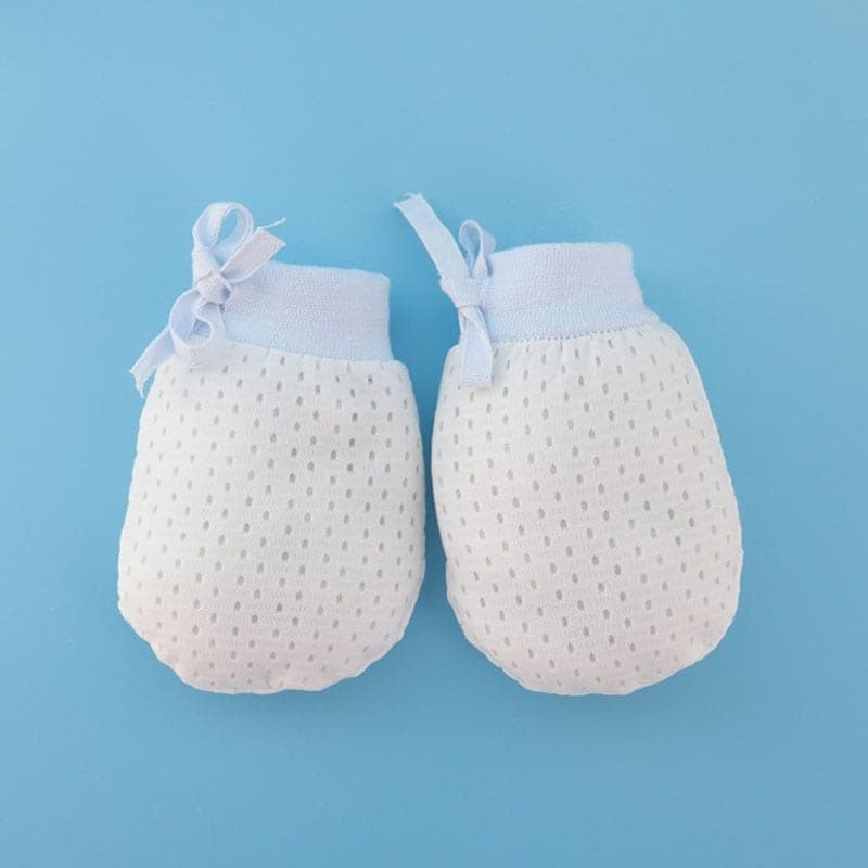 Newborn Baby Anti-Scratching Mesh Mittens Summer Breathable Elastic Lacing Adjustable Gloves, Color: For 0-12 Months (Blue)