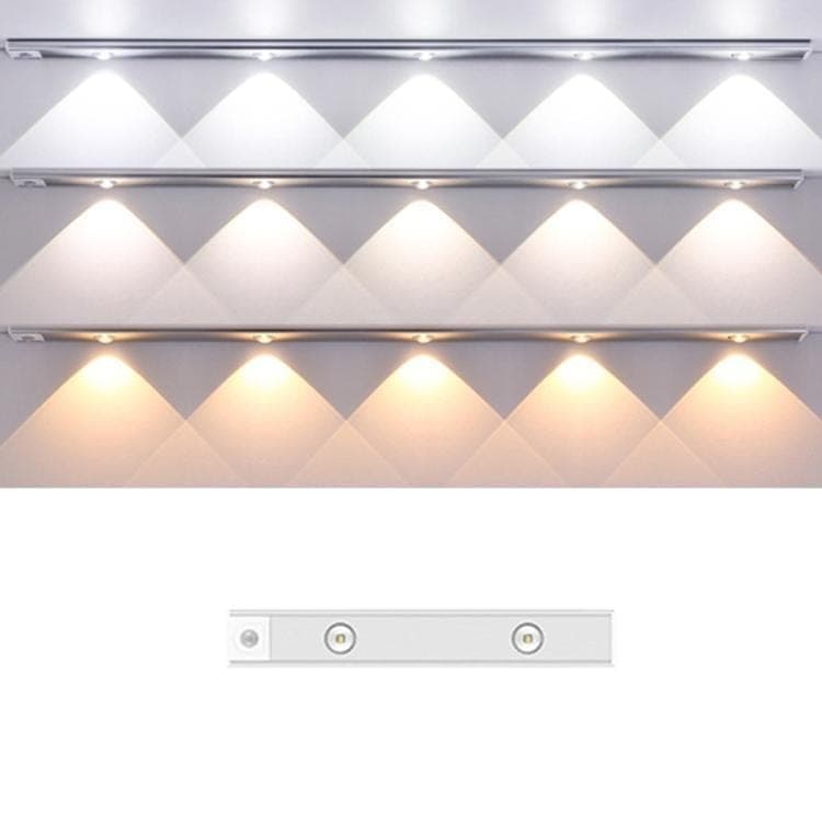 20cm Rechargeable Motion Sensor Light Bar Cabinet Wardrobe Lamp With Remote Control (Silver)
