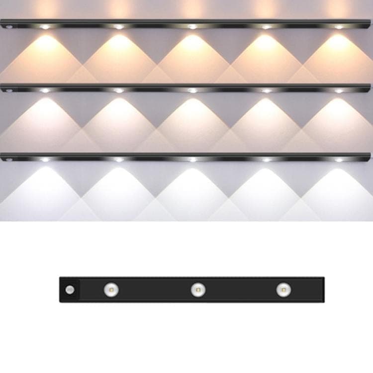 40cm Rechargeable Motion Sensor Light Bar Cabinet Wardrobe Lamp With Remote Control (Black)
