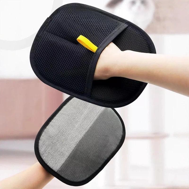 Static Electricity Pet Hair Remover Gloves Two-Way Grooming & Deshedding Gloves For Cats/Dogs (Black)