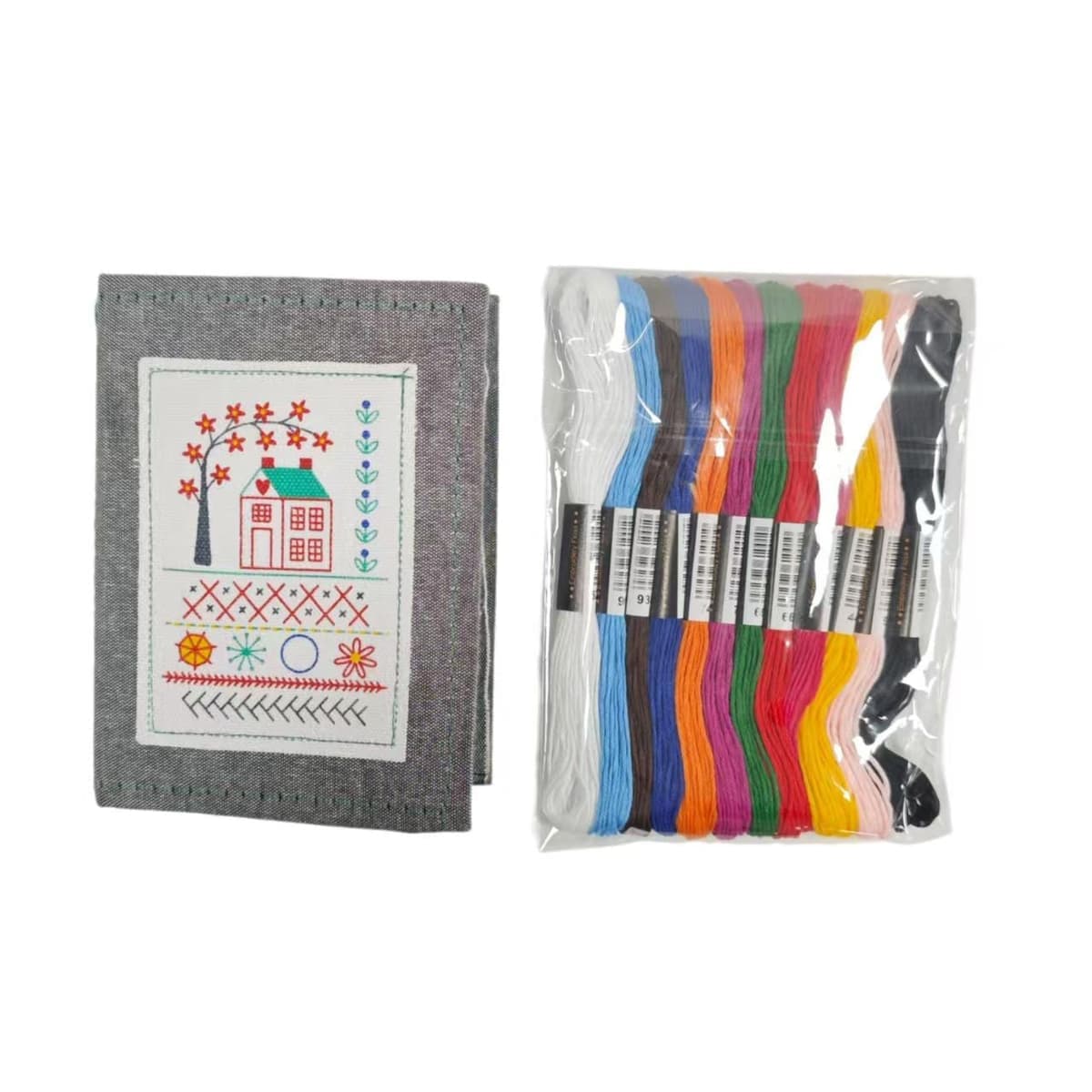 DIY Embroidery Stitch Book with 10 Pages for Hand Sewing and Linen Craft Enthusiasts, Spec: Needle and Thread Combo