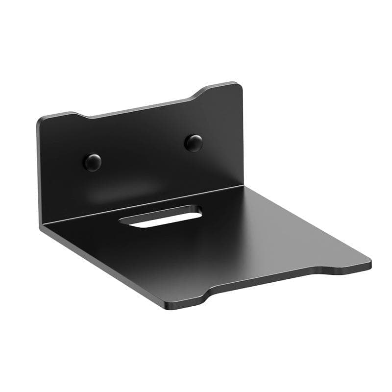 No Drill Wall Mount Shelf Carbon Steel Organizer for Projector, Camera, Router, TV Set-Top Box with Cable Hole Design, Size: Small Black