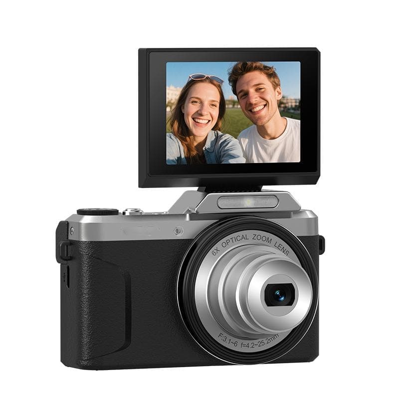 D27 4K Vlogging Camera 64MP Photo, 6x Optical Zoom, 180-Degree Flip Screen & WiFi Connectivity (Black)