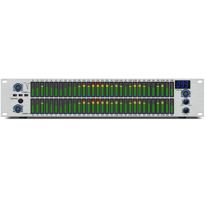 EQ-A32 Digital Equalizer Stage Home Karaoke Noise Reduction Audio Processor EU Plug (Silver)