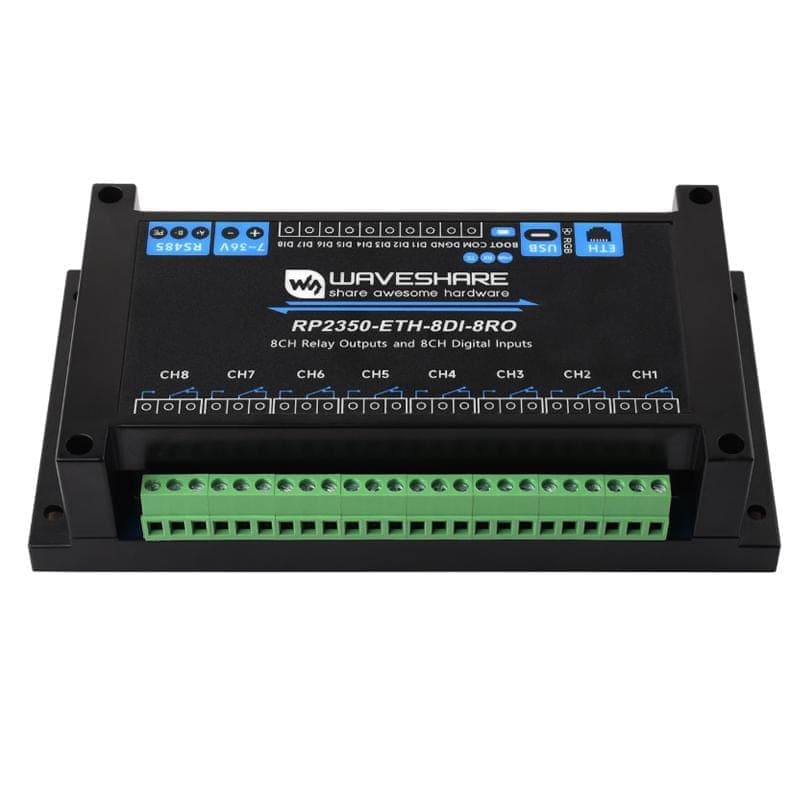 WAVESHARE RP2350 Industrial Control Board 8-Channel Network Relays Based On RP2350 Main Controller, Specification: Standard Network Port