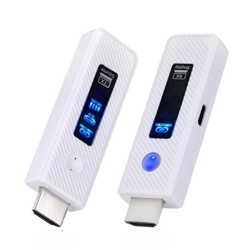 2 In 1 Wireless HDMI Transmitter 60m Mirroring Device Laptops PC 1080P 60Hz Wireless Extender (White)