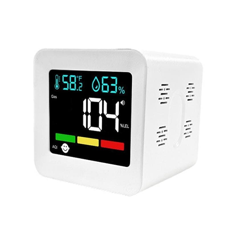 5-in-1 Plug-in Air Quality Monitor CO Combustible Gas AQI Temperature Humidity Detector with Alarm (White)