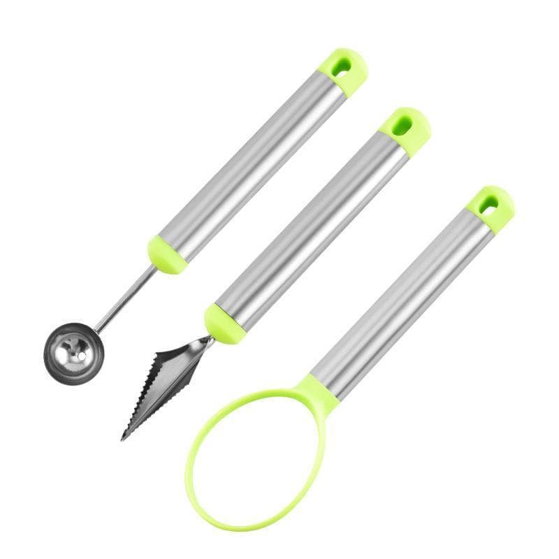 LsCook 3-Piece Set Fruit Ball Scooper Set Kitchen Carving Knife