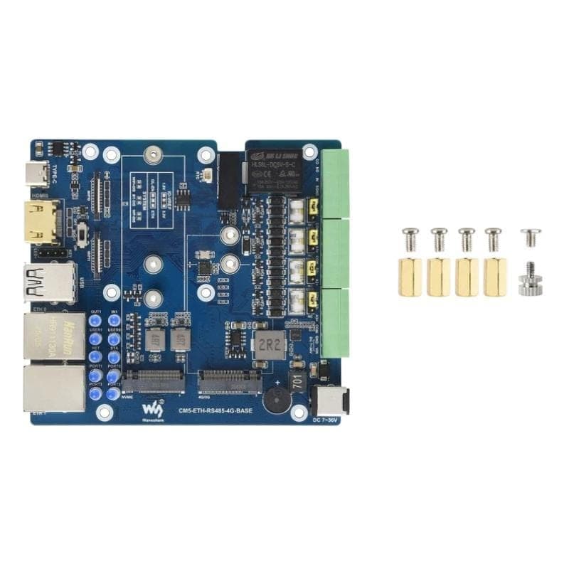 Waveshare 34251 CM5 Gigabit/2.5G Dual Ethernet Multi-Function Expansion Board Supports RS485 Industrial Communication, 4G / 5G Module And 4K Display Output