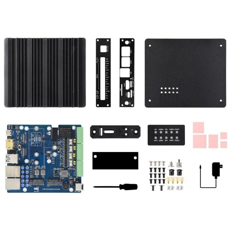 Waveshare 34252 CM5 Gigabit/2.5G Dual Ethernet Multi-Function Expansion Board Supports RS485 Industrial Communication, 4G / 5G Module And 4K Display Output EU Plug