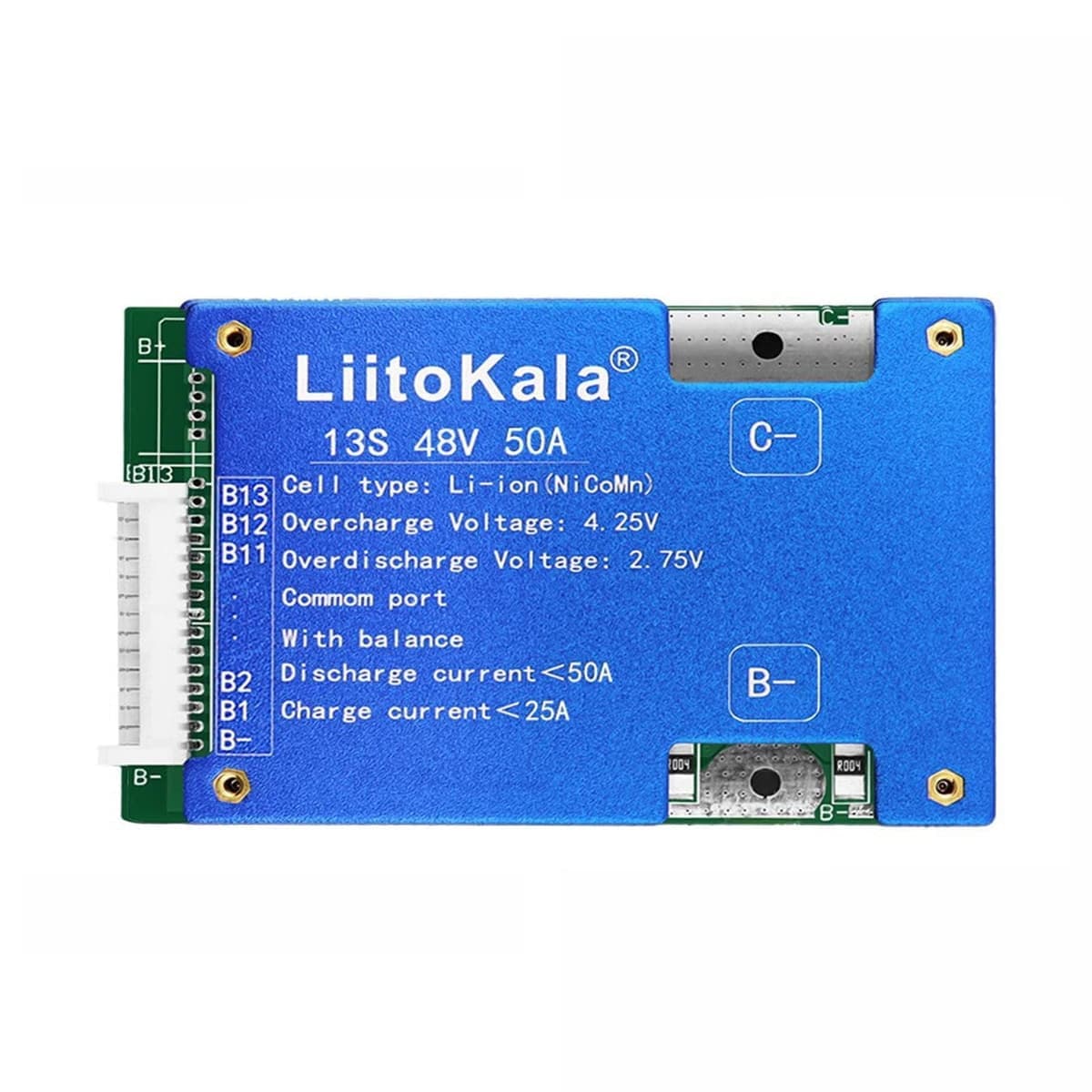 LiitoKala BMS 13-cell Lithium Battery Protection Board(13S-48V 50A)