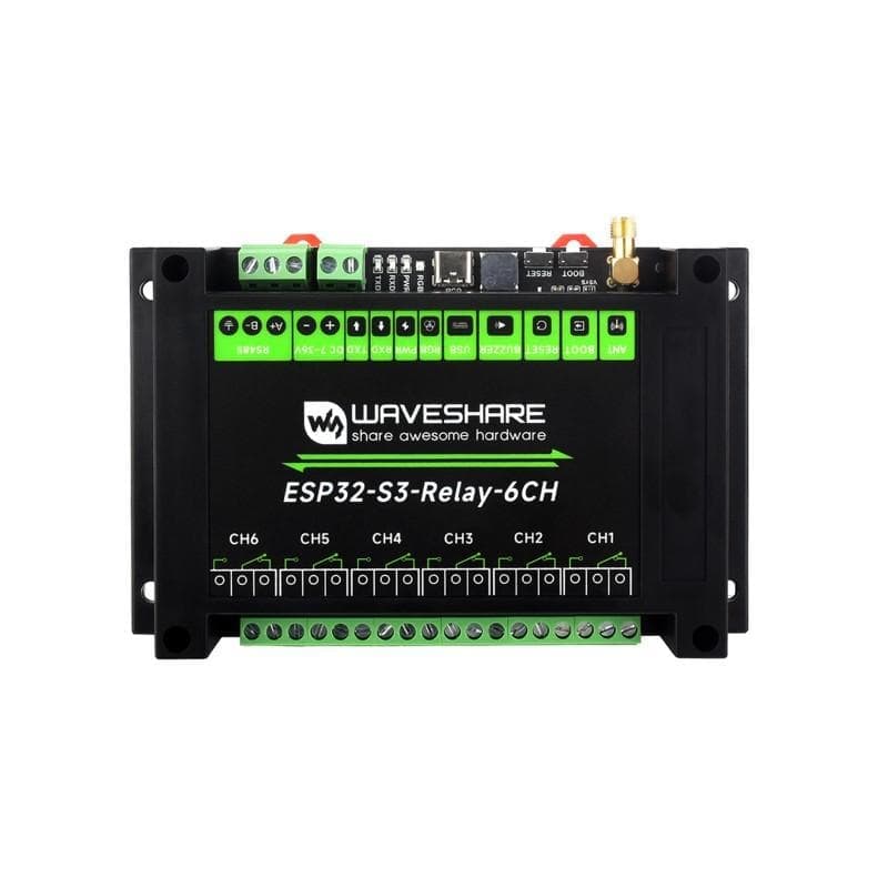 Waveshare 26756 Industrial 6-Channel ESP32-S3 WiFi Relay Module Supports WiFi / Bluetooth / RS485 control