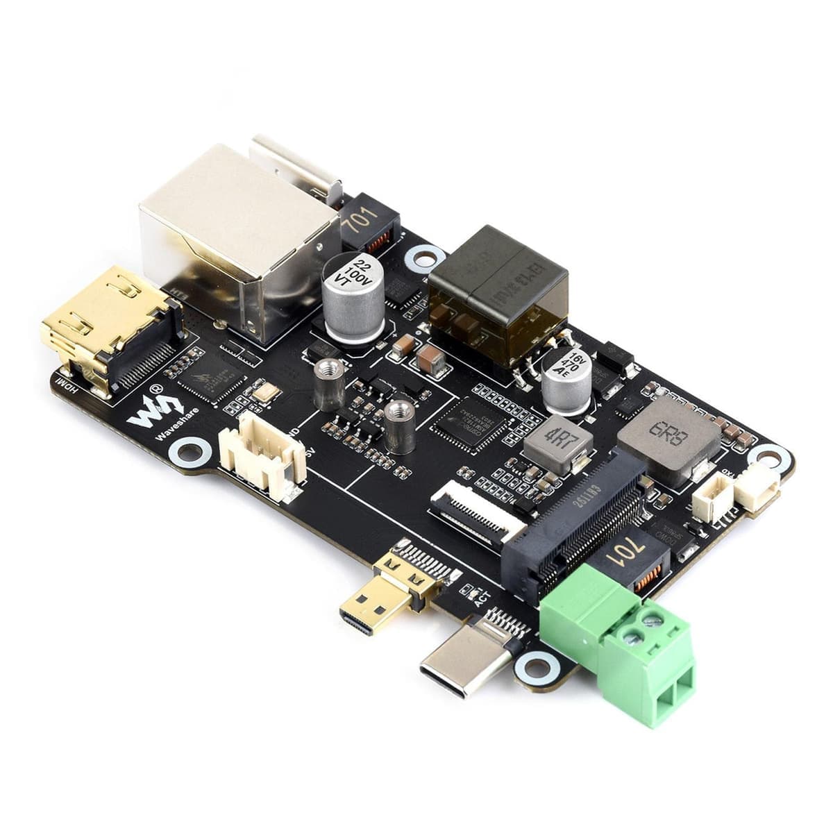 WAVESHARE PCIe To M.2 Multifunctional Adapter, 4K Output, Original RTL8125 2.5GbE Ethernet Controller, Supports For Raspberry Pi OS