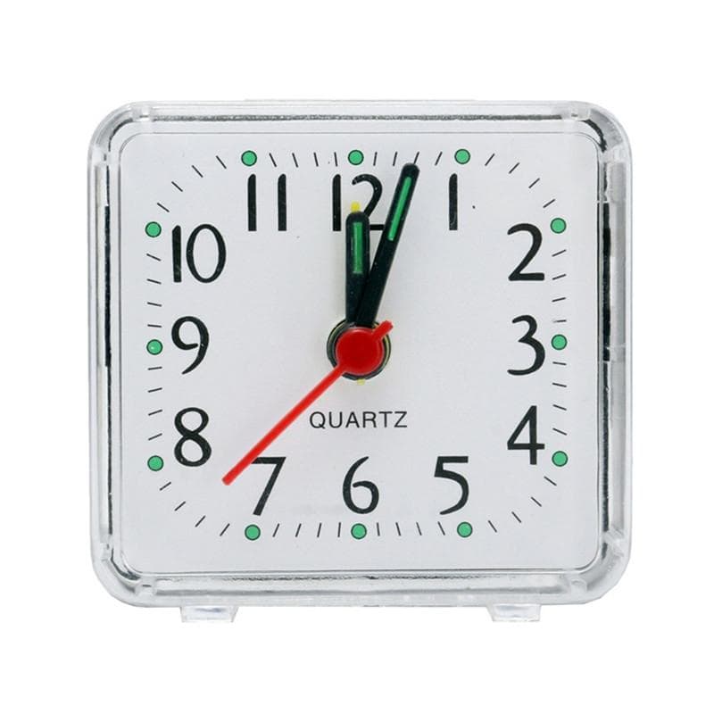 Square Alarm Clock Transparent Case Compact Digital Mini Bedroom Bedside Office Electronic Clock (White)