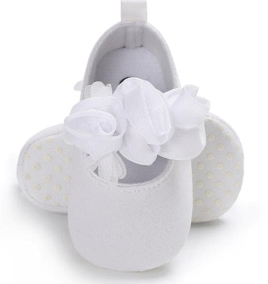 Lovely Flower Baby Girl Newborn Crib Shoes Soft Prewalker Anti-slip Baby Shoes (White)