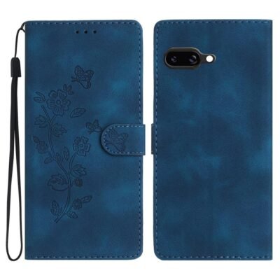 Flower Butterfly Embossing Pattern Leather Phone Case, For Google Pixel 9a, For Google Pixel 8 Pro, For Google Pixel 8, For Google Pixel 7a, For Google Pixel 7 Pro, For Google Pixel 7, For Google Pixel 6a, For Google Pixel 6 Pro