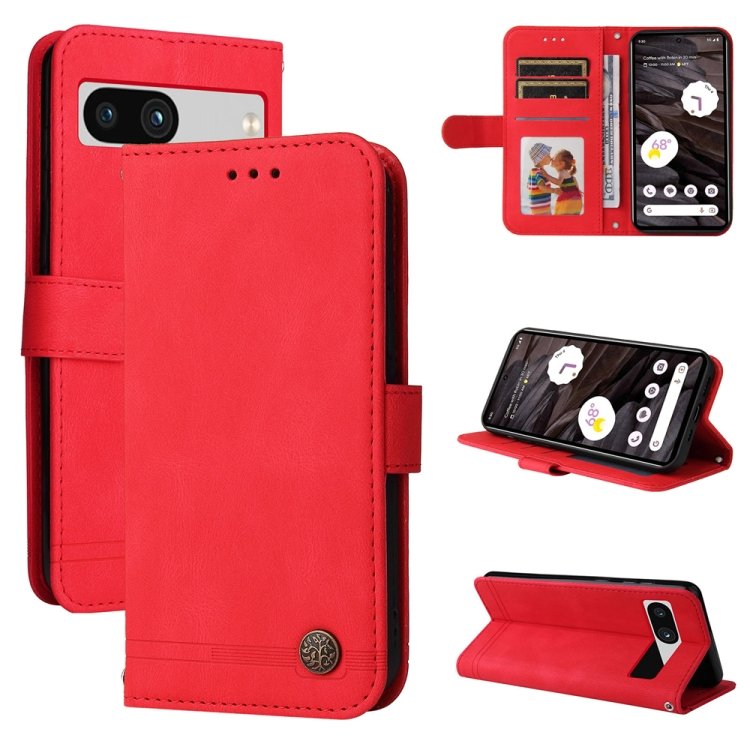 Skin Feel Life Tree Metal Button Leather Phone Case, For Google Pixel 7a, For Google Pixel 7 Pro, For Google Pixel 7
