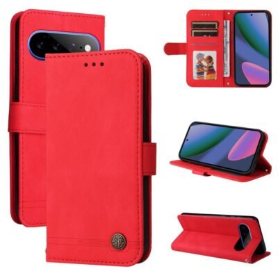 Skin Feel Life Tree Metal Button Leather Phone Case, For Google Pixel 11 Pro XL, For Google Pixel 11 / Pixel 11 Pro, For Google Pixel 10a, For Google Pixel 9a, For Google Pixel 9 Pro, For Google Pixel 9, For Google Pixel 8a, For Google Pixel 8 Pro…