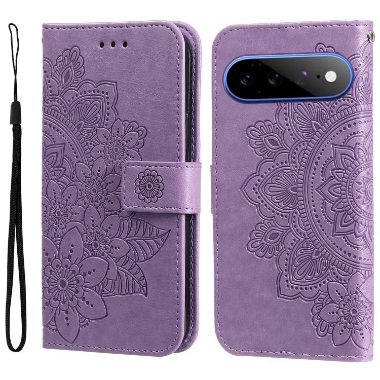 Seven-petal Flowers Embossing Leather Phone Case, For Google Pixel 11 Pro XL, For Google Pixel 11 / Pixel 11 Pro, For Google Pixel 10a, For Google Pixel 9a, For Google Pixel 9 Pro, For Google Pixel 9, For Google Pixel 8a, For Google Pixel 8 Pro…