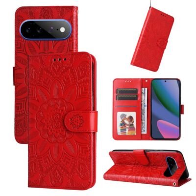 Embossed Sunflower Leather Phone Case, For Google Pixel 11 Pro XL, For Google Pixel 11 / Pixel 11 Pro, For Google Pixel 10a, For Google Pixel 9a, For Google Pixel 9 Pro, For Google Pixel 9, For Google Pixel 8a, For Google Pixel 8 Pro, For Google Pixel 8