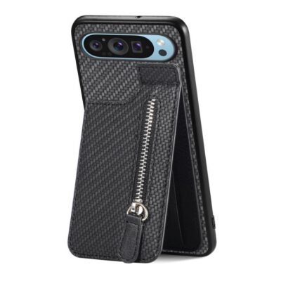 Carbon Fiber Vertical Flip Zipper Phone Case, For Google Pixel 10 Pro XL, For Google Pixel 10 / 10 Pro, For Google Pixel 9a, For Google Pixel 9 Pro XL, For Google Pixel 9 / 9 Pro, For Google Pixel 7a, For Google Pixel 7